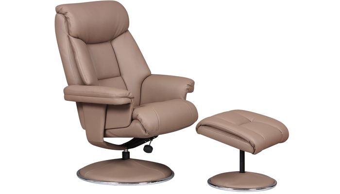 Biarritz Swivel Recliner Chair - Earth Leather