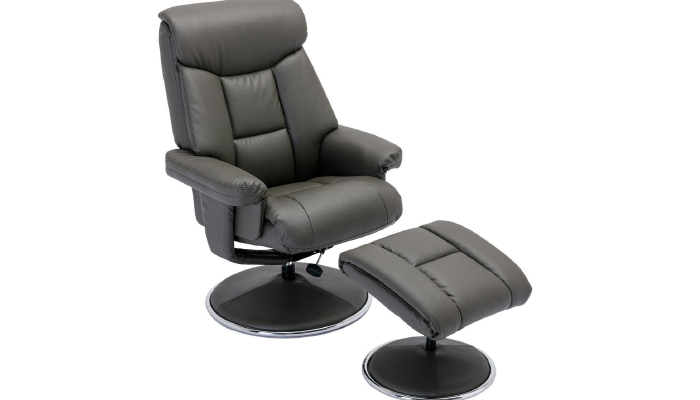 Biarritz Swivel Recliner Chair - Cinder Faux Leather