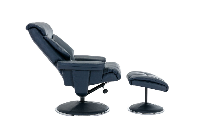 Biarritz Swivel Recliner Chair - Navy - Reclined Image