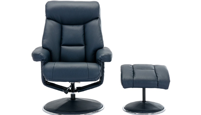 Biarritz Swivel Recliner Chair - Navy - Front View