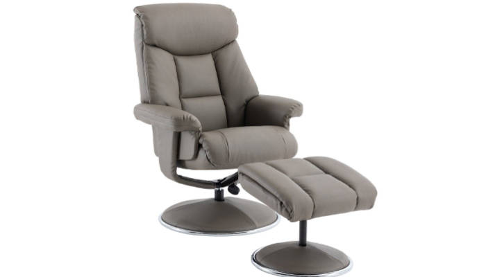 Biarritz Swivel Recliner Chair - Grey Faux Leather