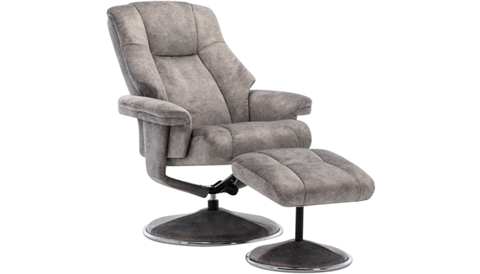 Denver Swivel Recliner - Frontal Image of Chair & Stool