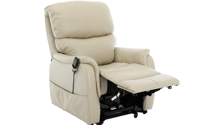 Norway Riser Recliner In Part Reclined Position-Latte Leather